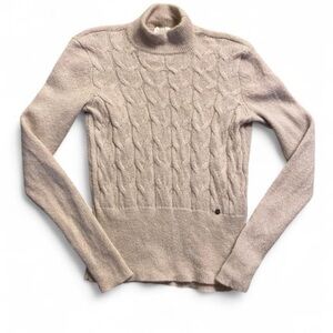 Ted Baker Beige Cable Knit Turtleneck Sweater